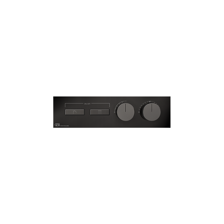 HI-FI Thermostatic Trim For Two Simultaneous Functions With Push Button On/Off Controls Showers GESSI Black Metal PVD