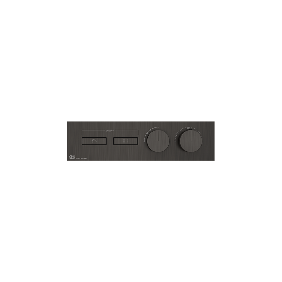HI-FI Thermostatic Trim For Two Simultaneous Functions With Push Button On/Off Controls Showers GESSI Black Metal Brushed PVD