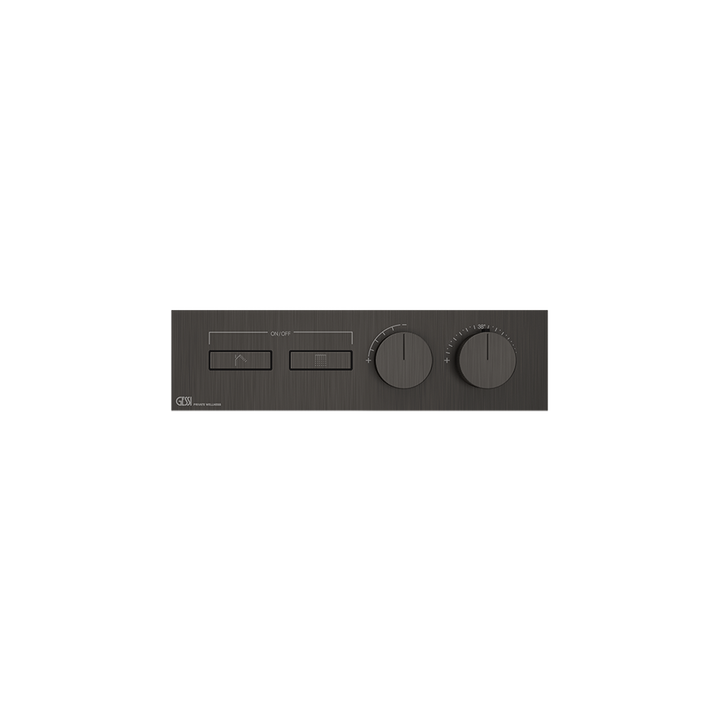HI-FI Thermostatic Trim For Two Simultaneous Functions With Push Button On/Off Controls Showers GESSI Black Metal Brushed PVD