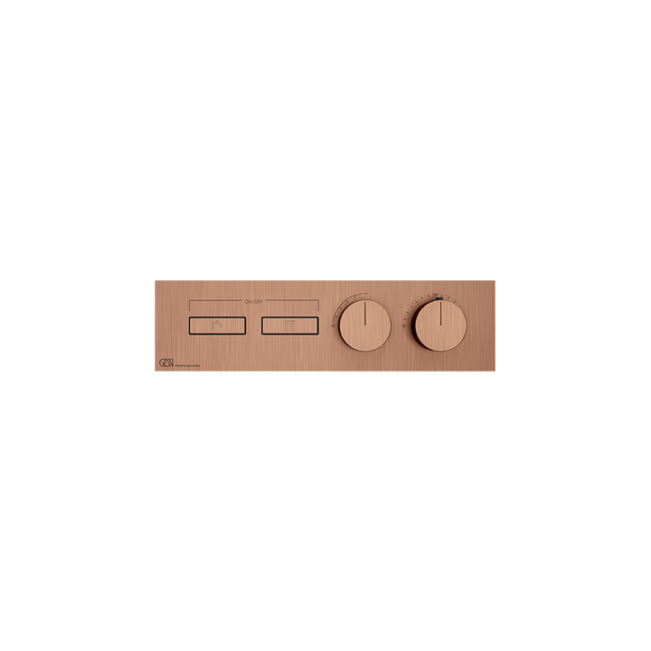 HI-FI Thermostatic Trim For Two Simultaneous Functions With Push Button On/Off Controls Showers GESSI Copper Brushed PVD