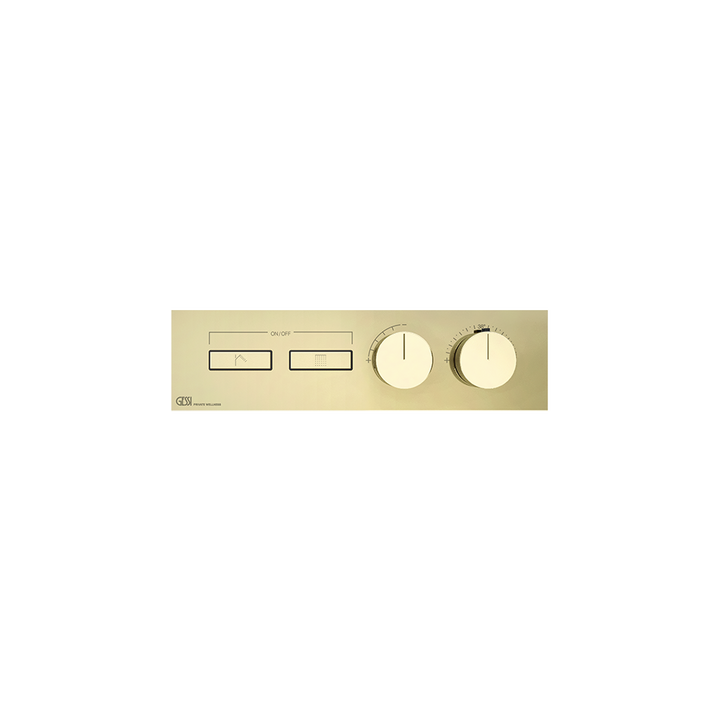 HI-FI Thermostatic Trim For Two Simultaneous Functions With Push Button On/Off Controls Showers GESSI Brass PVD