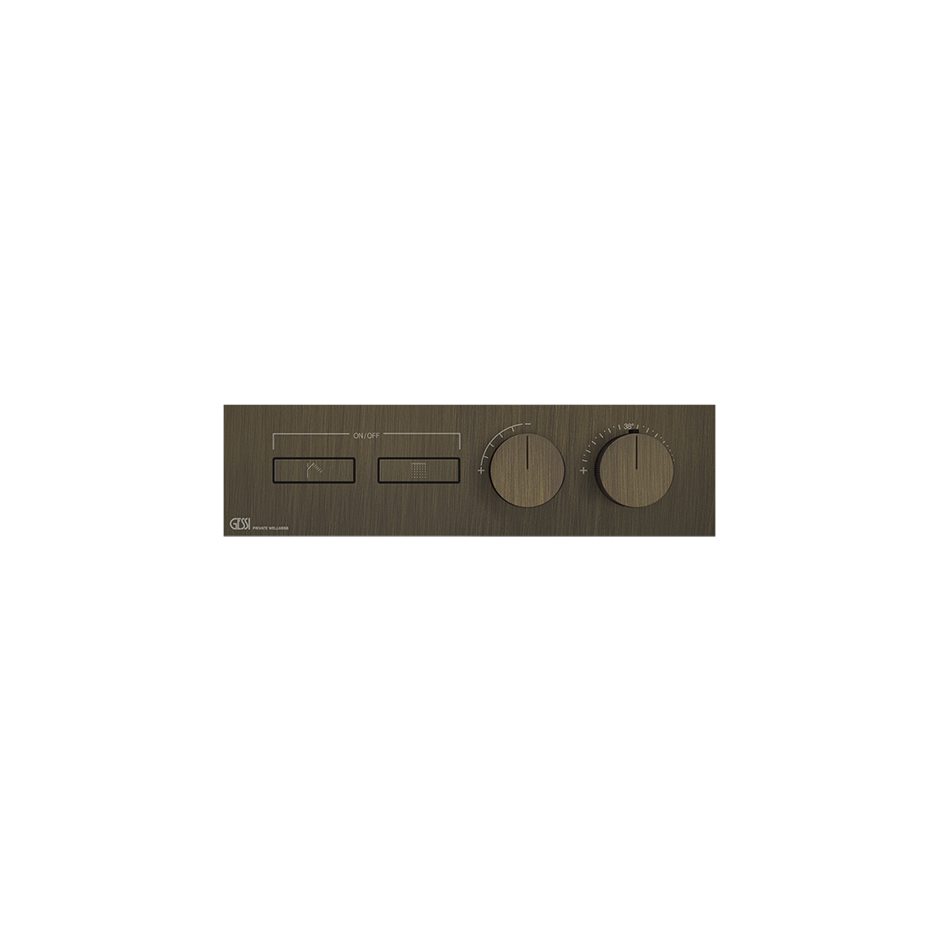 HI-FI Thermostatic Trim For Two Simultaneous Functions With Push Button On/Off Controls Showers GESSI Antique Brass