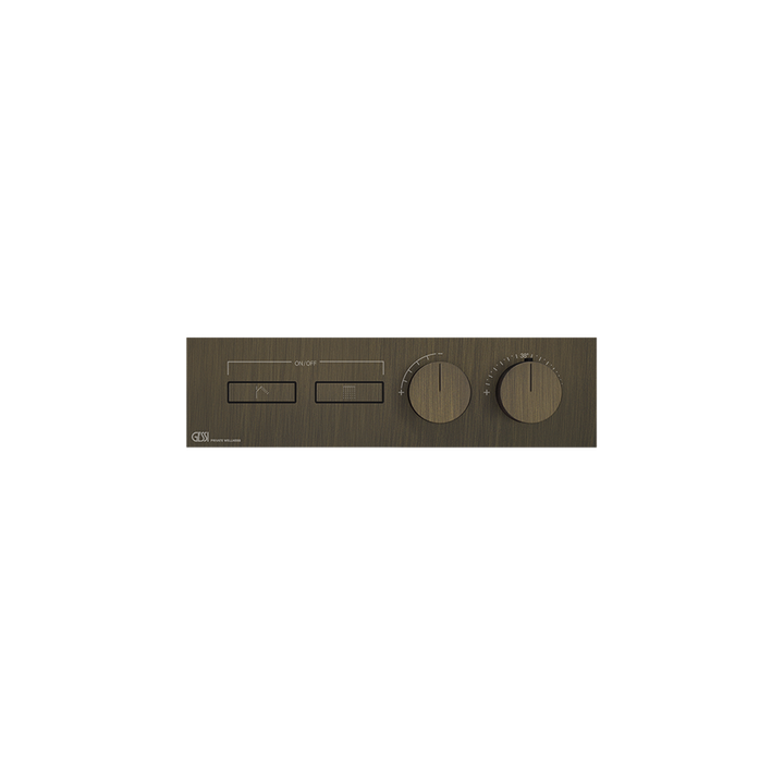 HI-FI Thermostatic Trim For Two Simultaneous Functions With Push Button On/Off Controls Showers GESSI Antique Brass