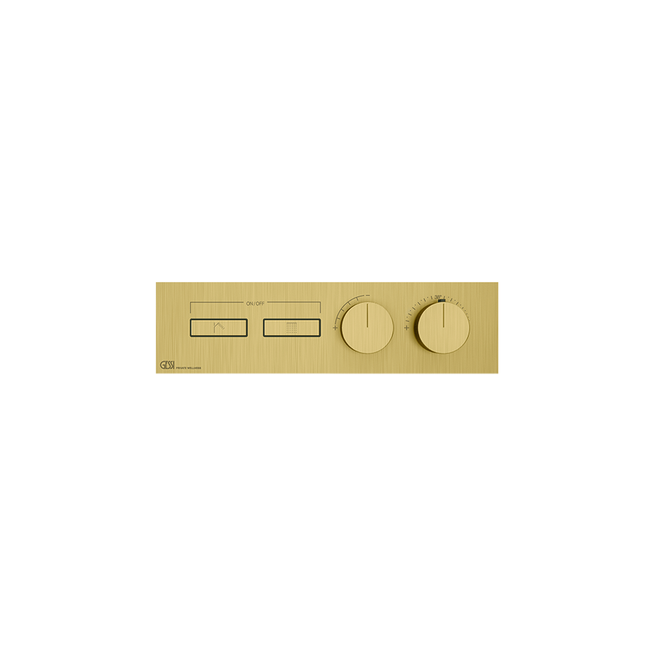 HI-FI Thermostatic Trim For Two Simultaneous Functions With Push Button On/Off Controls Showers GESSI Gold Brushed PVD
