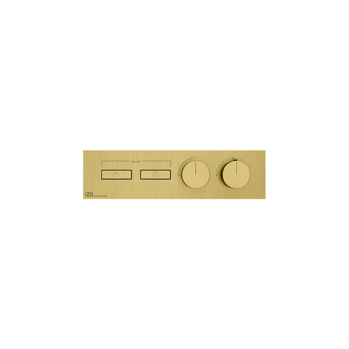 HI-FI Thermostatic Trim For Two Simultaneous Functions With Push Button On/Off Controls Showers GESSI Gold Brushed PVD