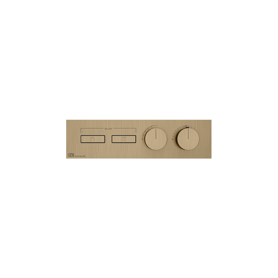 HI-FI Thermostatic Trim For Two Simultaneous Functions With Push Button On/Off Controls Showers GESSI Warm Bronze Brushed PVD