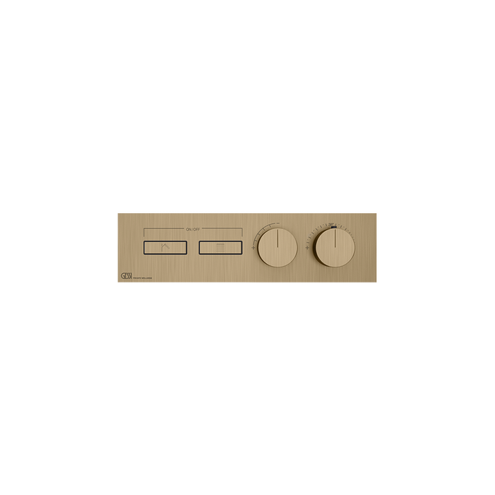 HI-FI Thermostatic Trim For Two Simultaneous Functions With Push Button On/Off Controls Showers GESSI Warm Bronze Brushed PVD