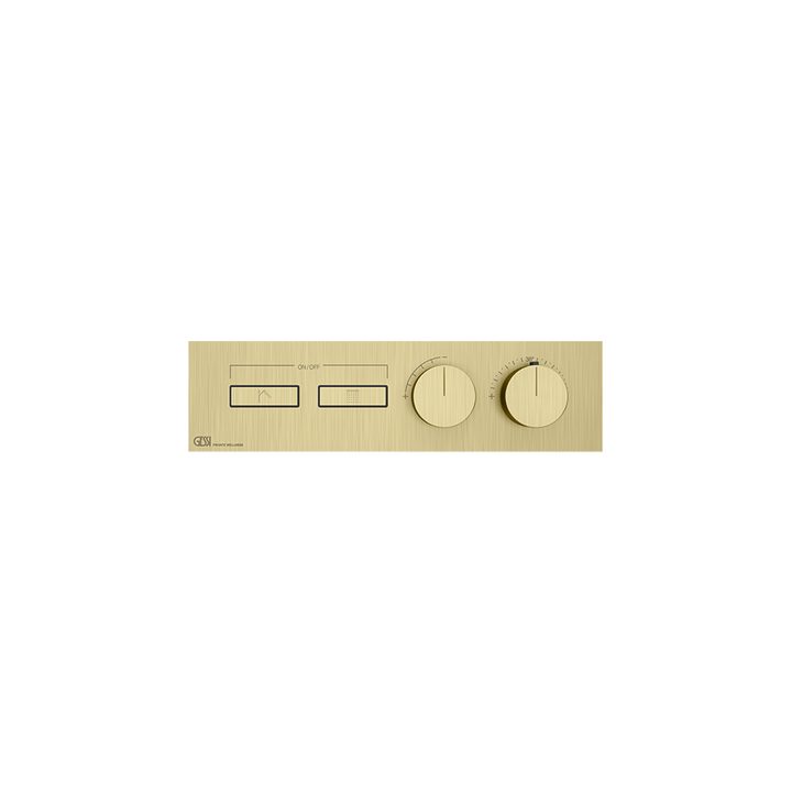 HI-FI Thermostatic Trim For Two Simultaneous Functions With Push Button On/Off Controls Showers GESSI Brass Brushed PVD