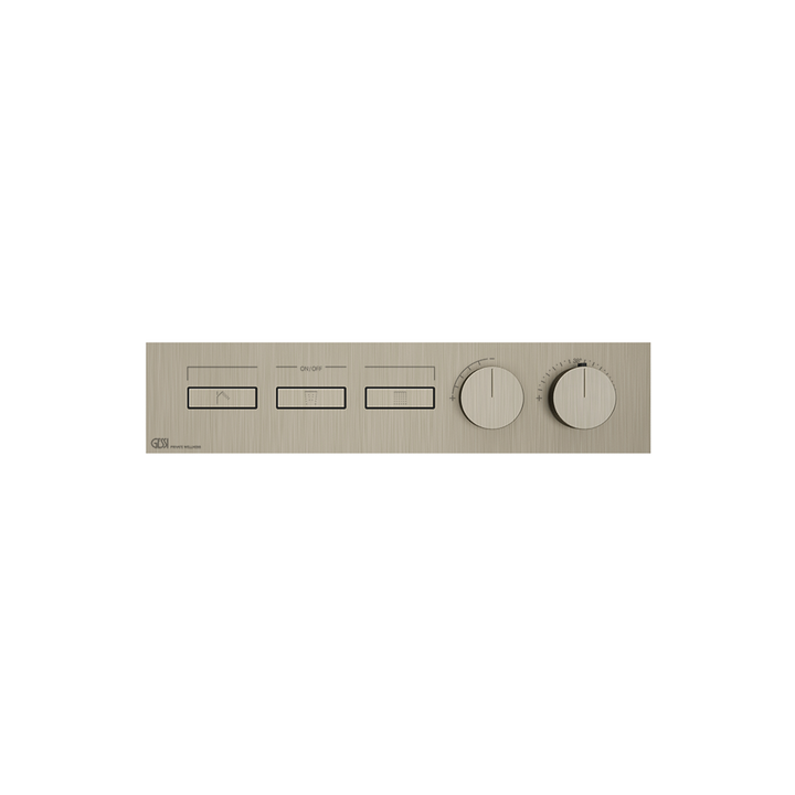 HI-FI Thermostatic Mixer For Three Simultaneous Functions With Push Button On/Off Controls Showers GESSI Finox Brushed Nickel