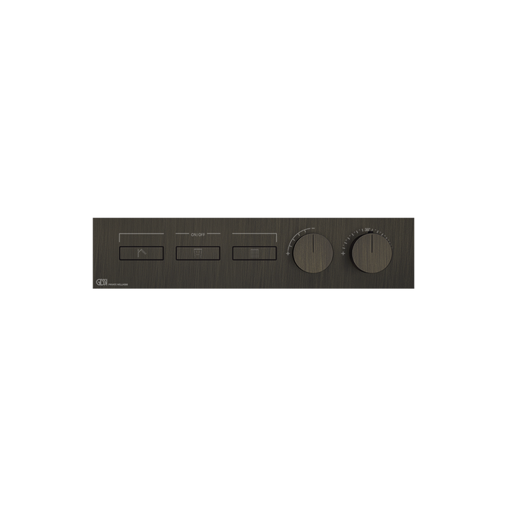 HI-FI Thermostatic Mixer For Three Simultaneous Functions With Push Button On/Off Controls Showers GESSI Aged Bronze