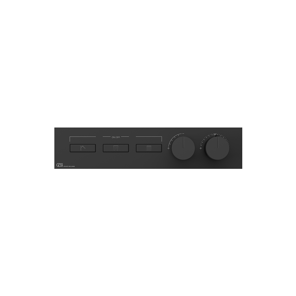 HI-FI Thermostatic Mixer For Three Simultaneous Functions With Push Button On/Off Controls Showers GESSI Matte Black