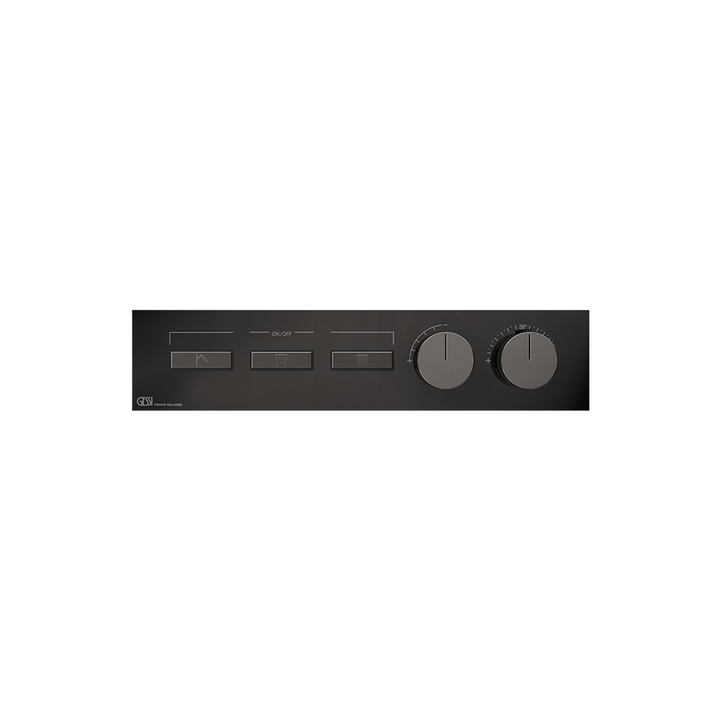 HI-FI Thermostatic Mixer For Three Simultaneous Functions With Push Button On/Off Controls Showers GESSI Black Metal PVD
