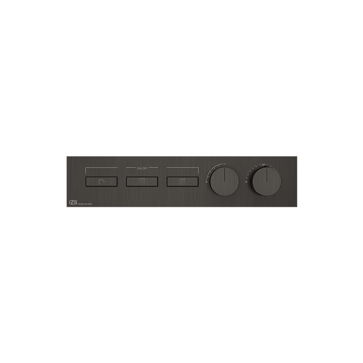 HI-FI Thermostatic Mixer For Three Simultaneous Functions With Push Button On/Off Controls Showers GESSI Black Metal Brushed PVD