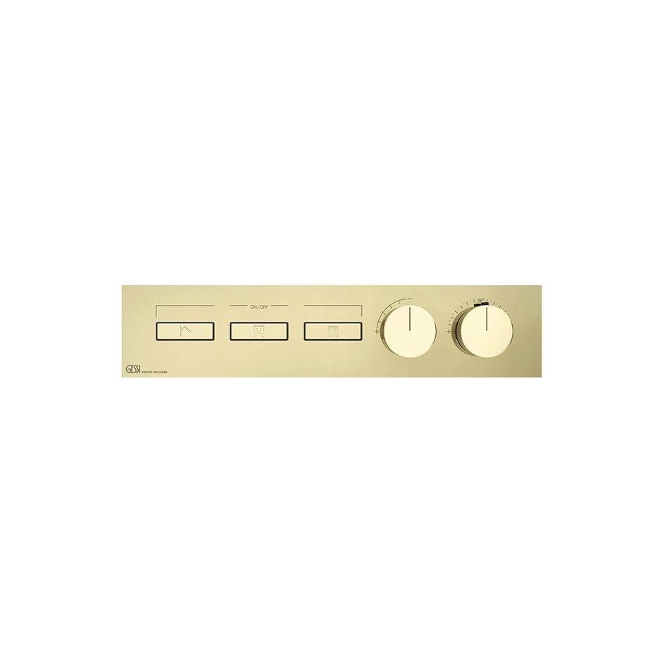 HI-FI Thermostatic Mixer For Three Simultaneous Functions With Push Button On/Off Controls Showers GESSI Brass PVD