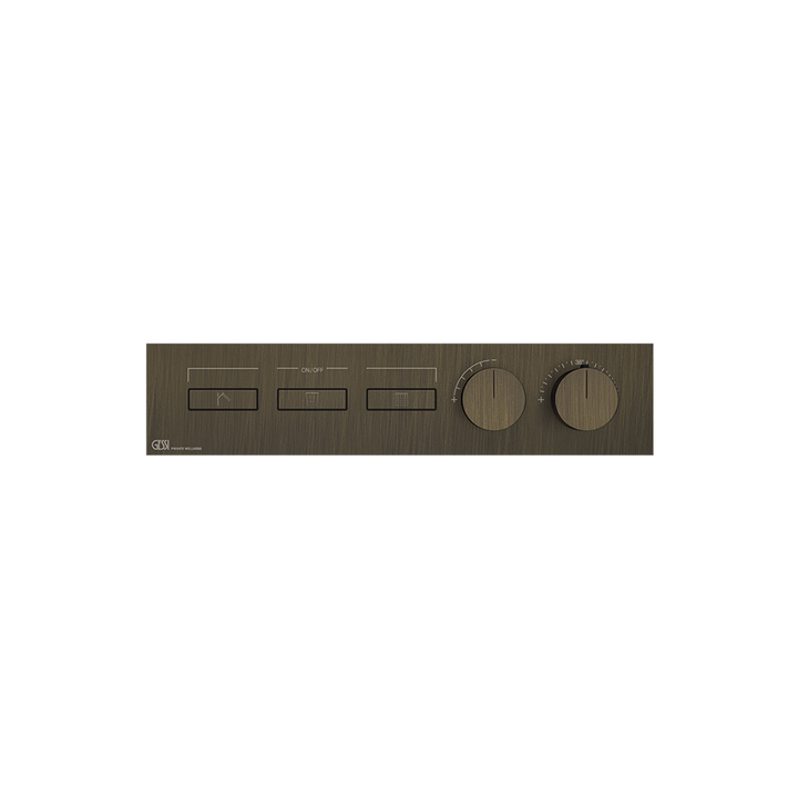 HI-FI Thermostatic Mixer For Three Simultaneous Functions With Push Button On/Off Controls Showers GESSI Antique Brass