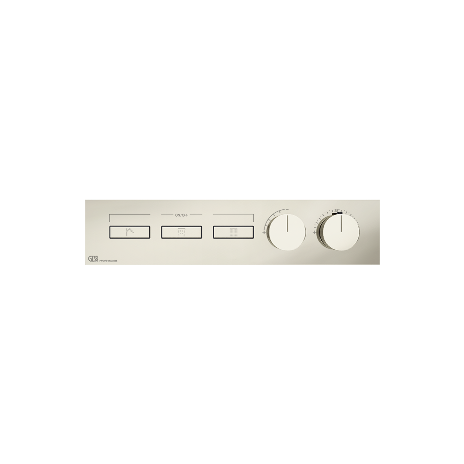 HI-FI Thermostatic Mixer For Three Simultaneous Functions With Push Button On/Off Controls Showers GESSI Nickel PVD
