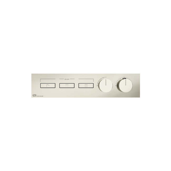 HI-FI Thermostatic Mixer For Three Simultaneous Functions With Push Button On/Off Controls Showers GESSI Nickel PVD