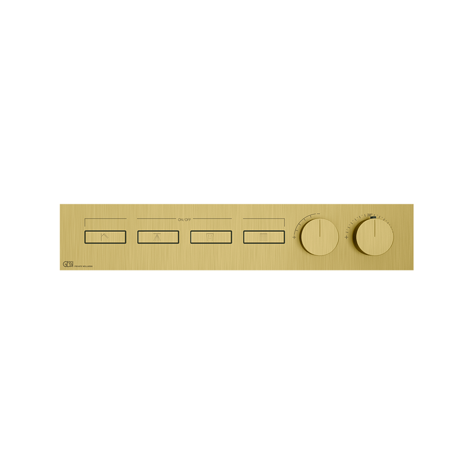 HI-FI Thermostatic Mixer For Four Simultaneous Functions- 63016 Showers GESSI Gold Brushed PVD