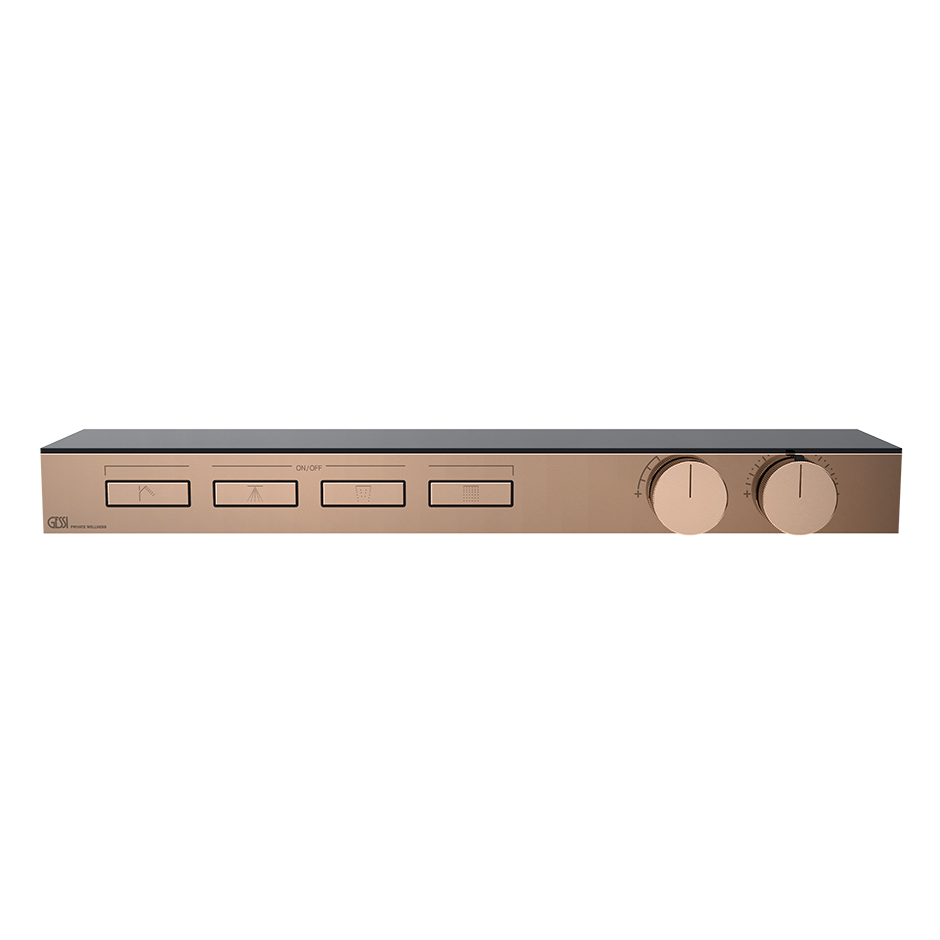 HI-FI Shelf Thermostatic Mixer For Four Simultaneous Functions Showers GESSI Copper PVD