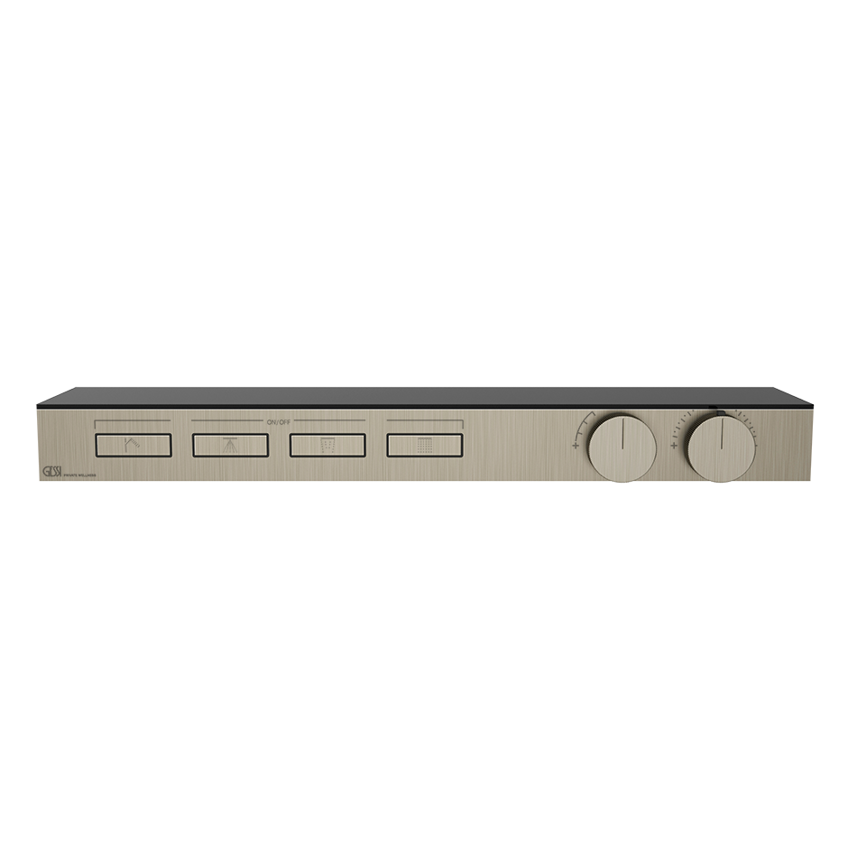HI-FI Shelf Thermostatic Mixer For Four Simultaneous Functions Showers GESSI Finox Brushed Nickel