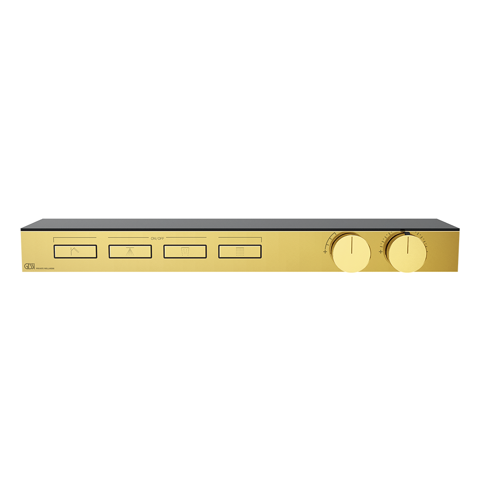 HI-FI Shelf Thermostatic Mixer For Four Simultaneous Functions Showers GESSI Gold PVD