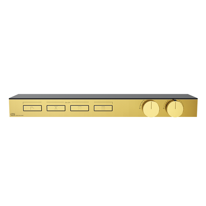 HI-FI Shelf Thermostatic Mixer For Four Simultaneous Functions Showers GESSI Gold PVD