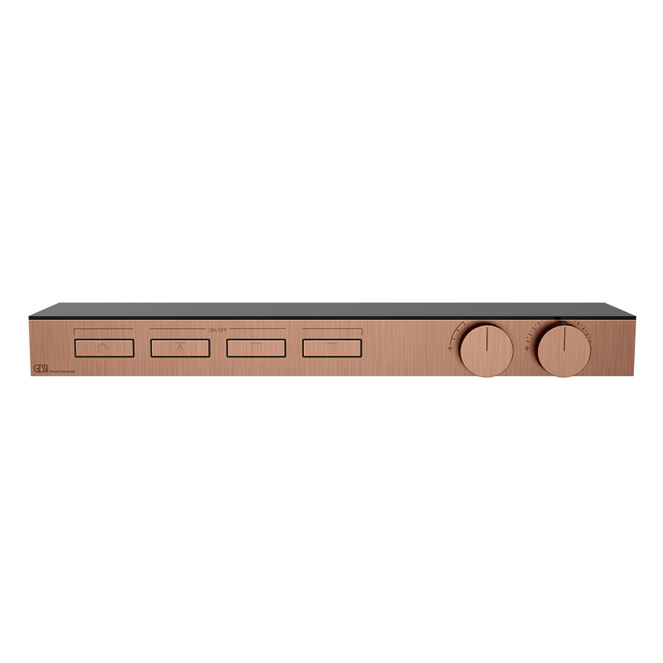 HI-FI Shelf Thermostatic Mixer For Four Simultaneous Functions Showers GESSI Copper Brushed PVD