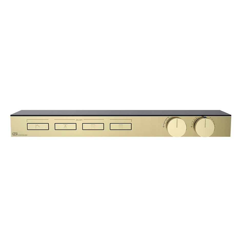 HI-FI Shelf Thermostatic Mixer For Four Simultaneous Functions Showers GESSI Brass PVD