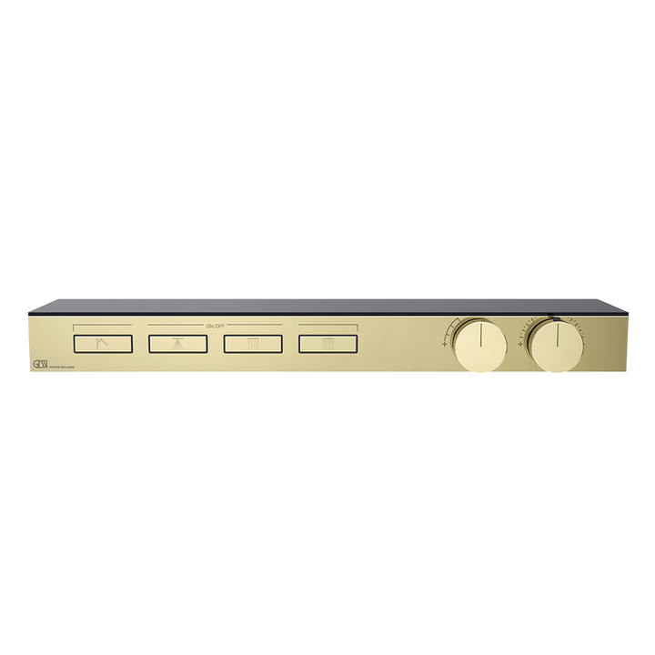 HI-FI Shelf Thermostatic Mixer For Four Simultaneous Functions Showers GESSI Brass PVD