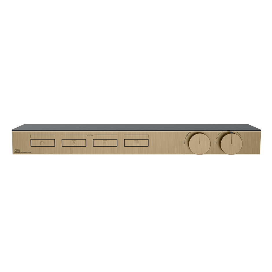 HI-FI Shelf Thermostatic Mixer For Four Simultaneous Functions Showers GESSI Warm Bronze Brushed PVD
