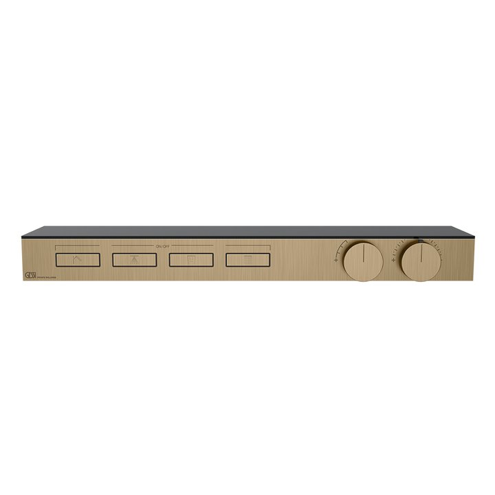 HI-FI Shelf Thermostatic Mixer For Four Simultaneous Functions Showers GESSI Warm Bronze Brushed PVD