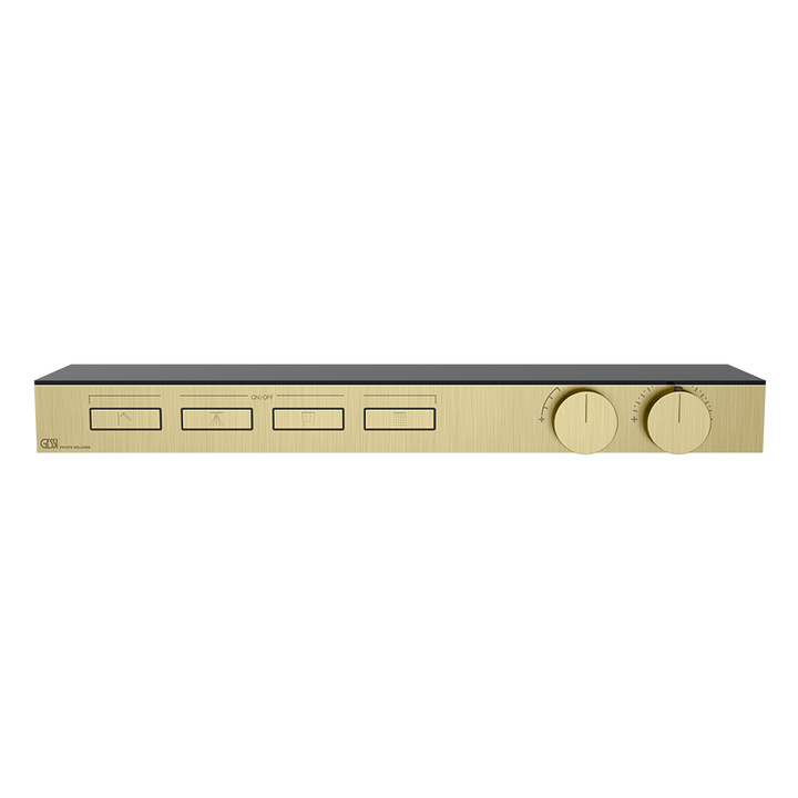 HI-FI Shelf Thermostatic Mixer For Four Simultaneous Functions Showers GESSI Brass Brushed PVD