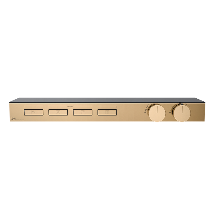 HI-FI Shelf Thermostatic Mixer For Four Simultaneous Functions Showers GESSI Warm Bronze PVD