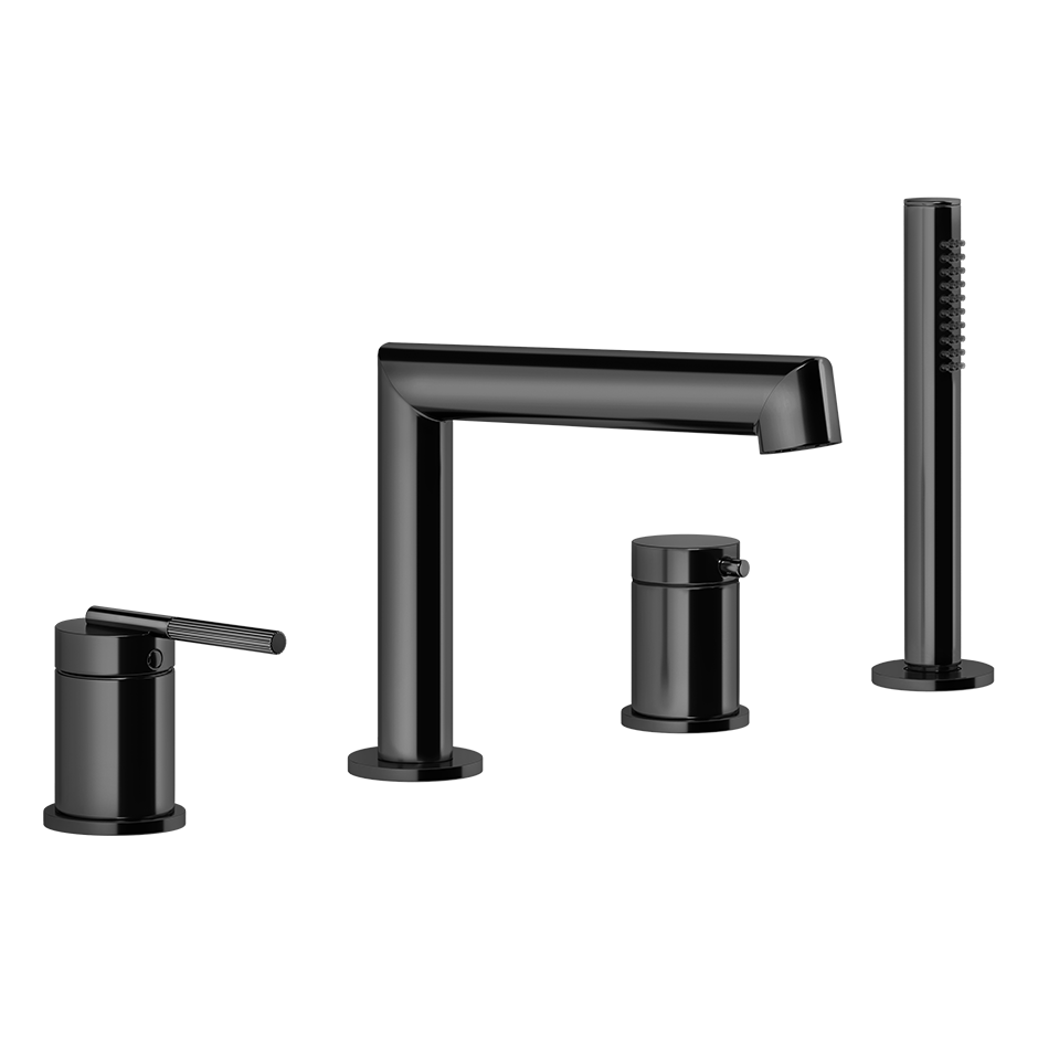 Ingranaggio Four Holes Bath Mixer - 63537 Bathroom Accessories GESSI Black Metal PVD