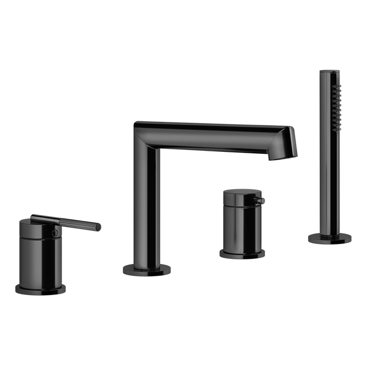 Ingranaggio Four Holes Bath Mixer - 63537 Bathroom Accessories GESSI Black Metal PVD
