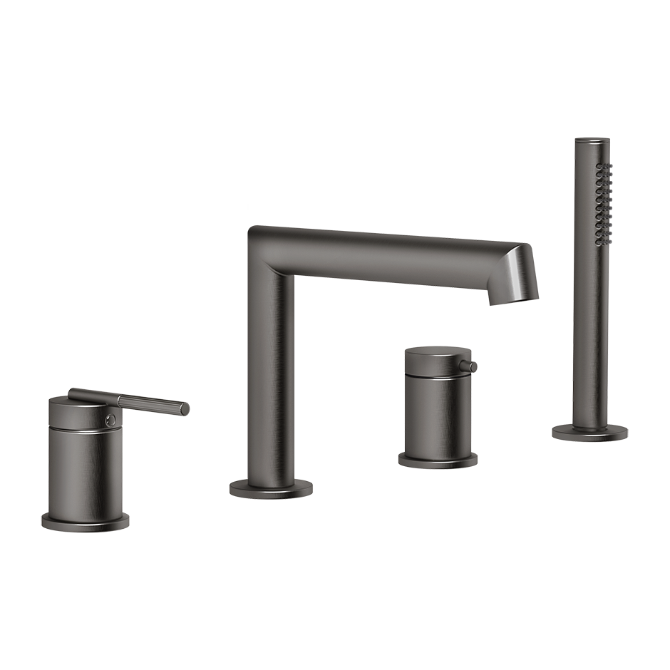 Ingranaggio Four Holes Bath Mixer - 63537 Bathroom Accessories GESSI Black Metal Brushed PVD