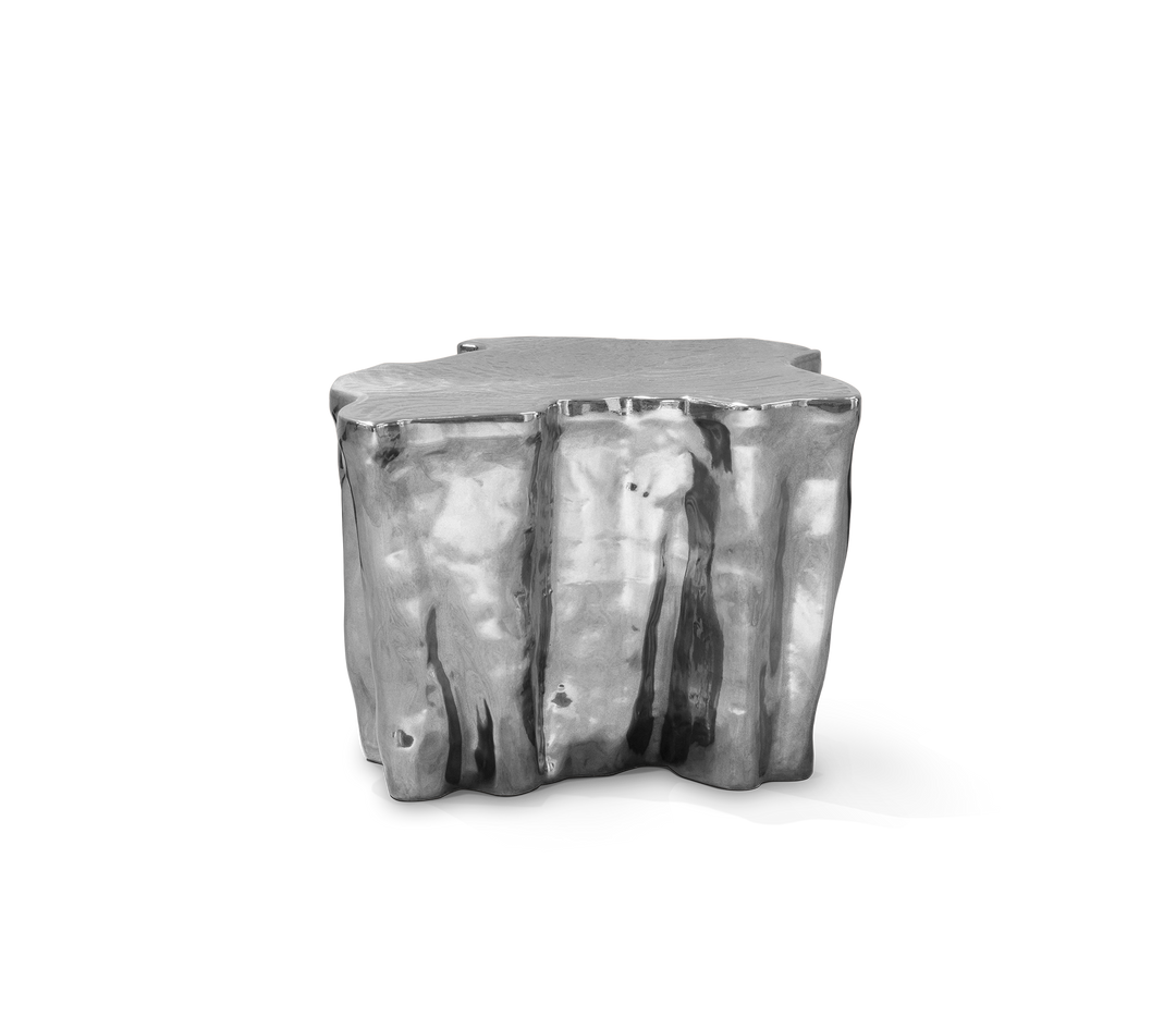 Eden Ceramic Silver Side Table  Boca Do Lobo Silver Ceramic  