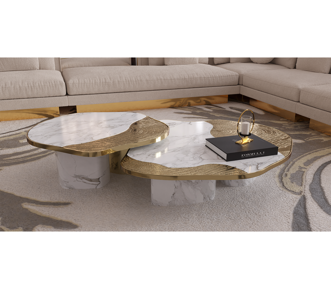 ophelia calacatta marble and gold center table Coffee Tables Boca Do Lobo