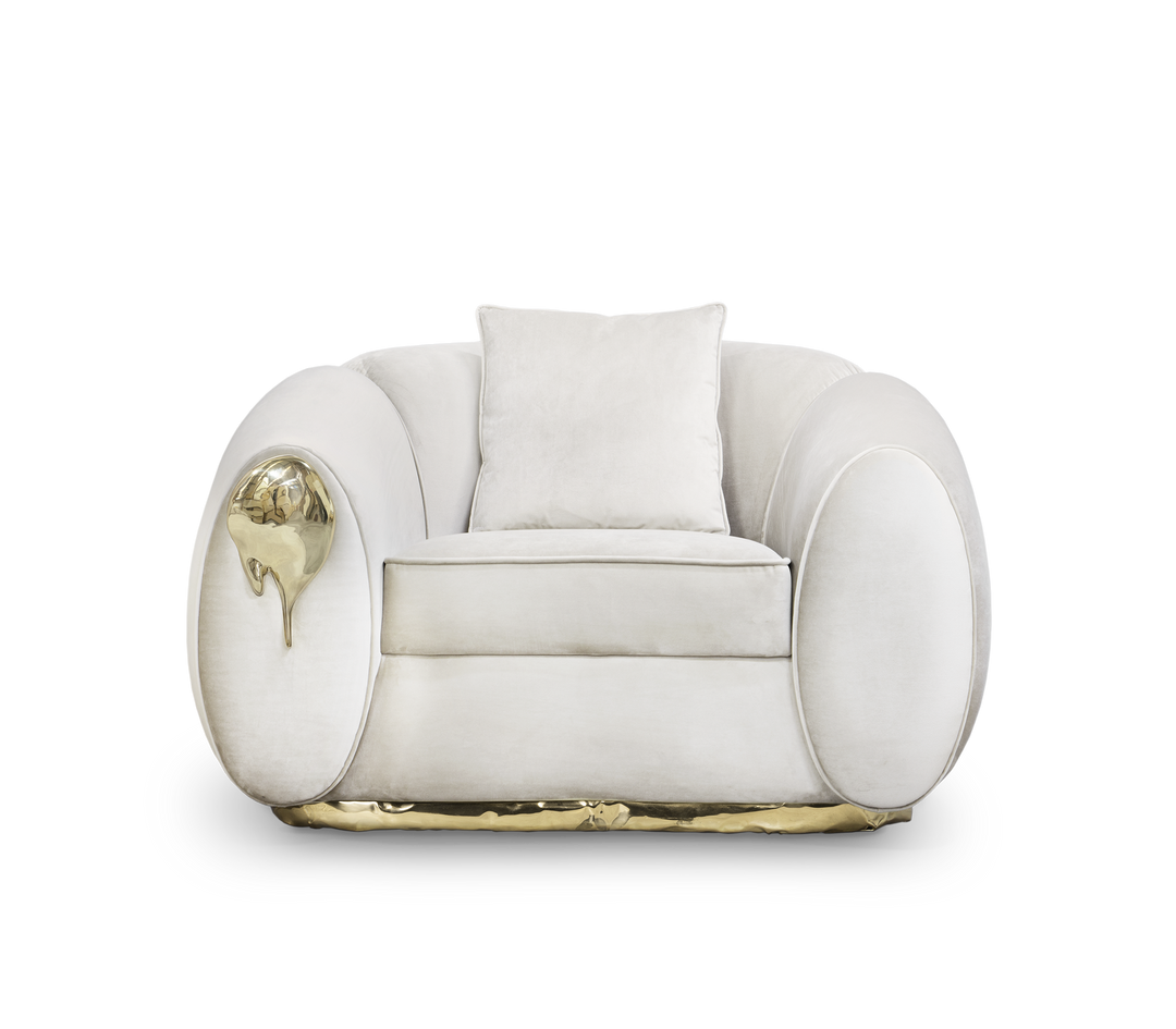 Soleil Armchair  Boca Do Lobo Cream Fabric  