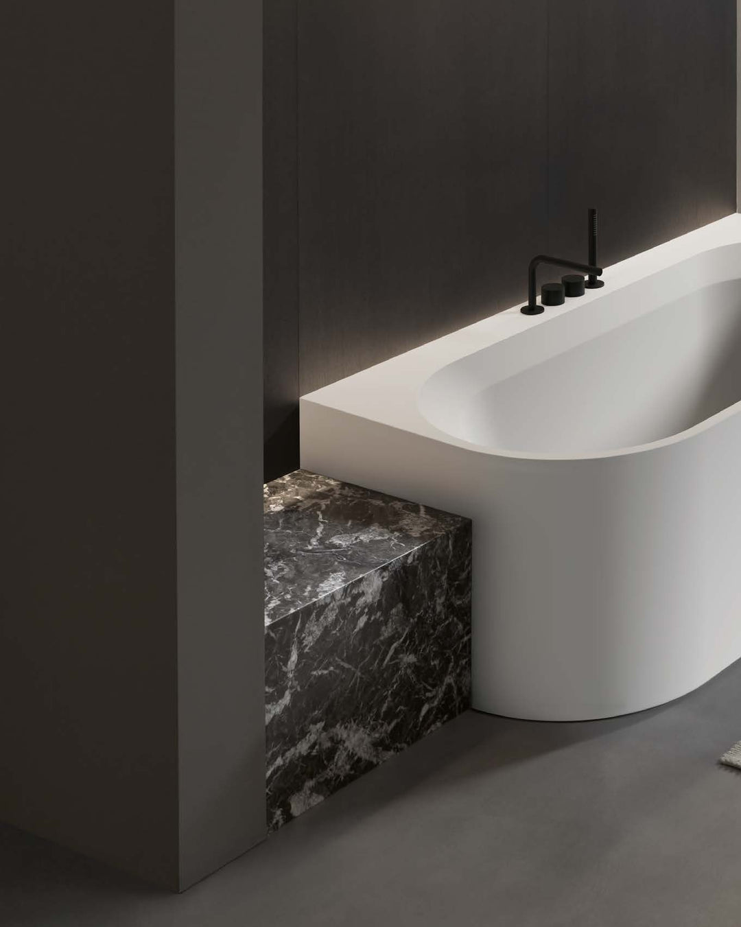 OASI Rectangular Bathtub with Two Rounded Edge Bathtub Antonio Lupi