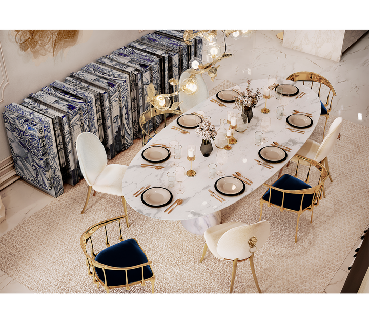 Pietra Oval Xl Nero Marquina Dining Table  Boca Do Lobo   