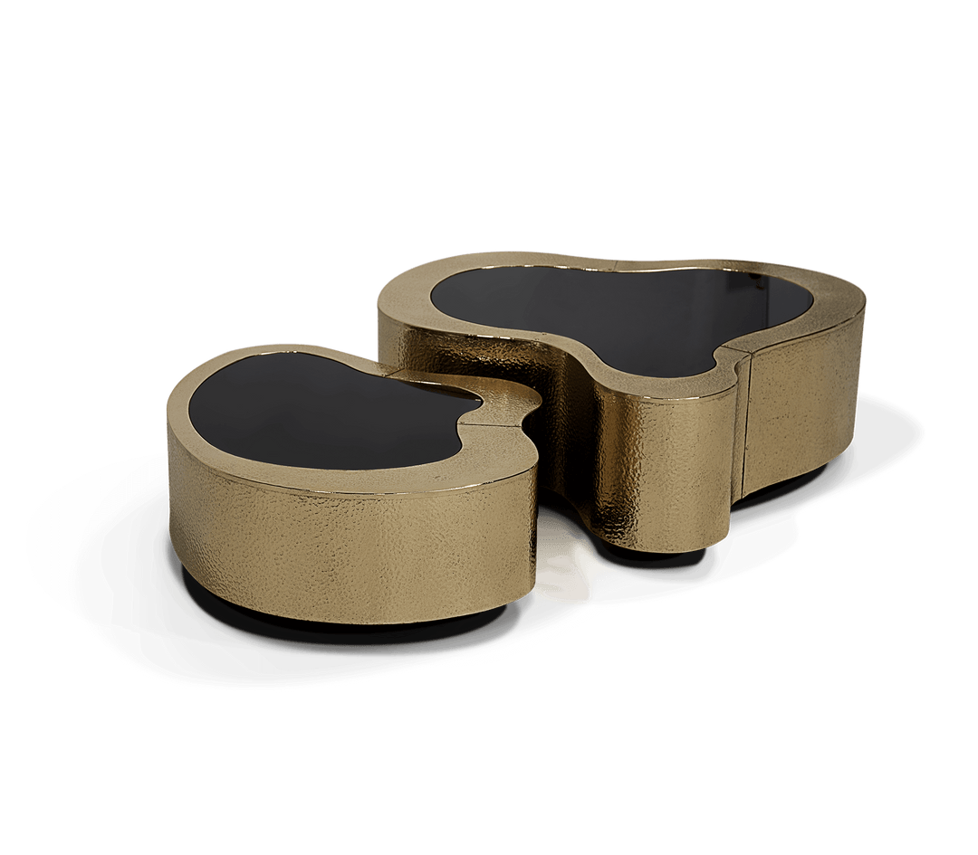 Wave Center Table  Boca Do Lobo Hammered Brass Patina  