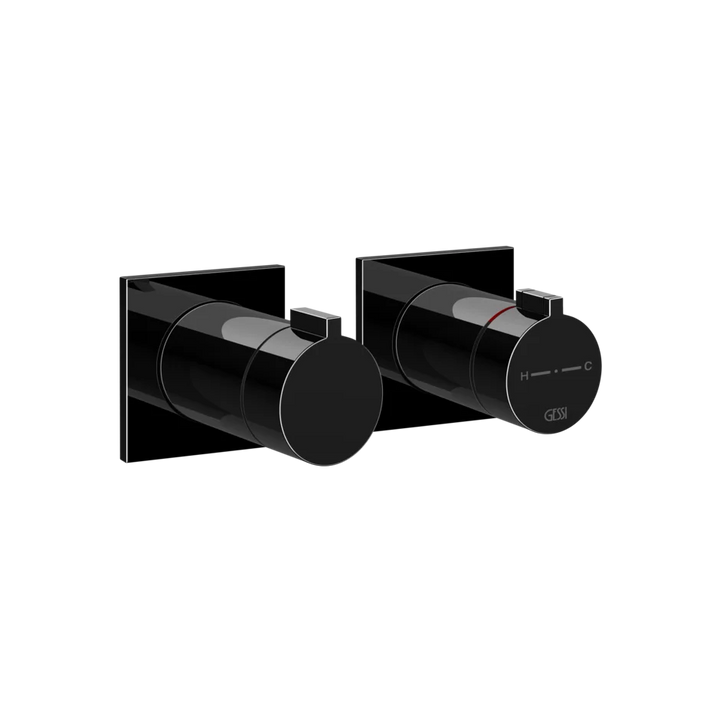 Gessi Inverso Rigato Thermostatic Shower Mixer - 73034 Bathroom Accessories GESSI Black Metal PVD