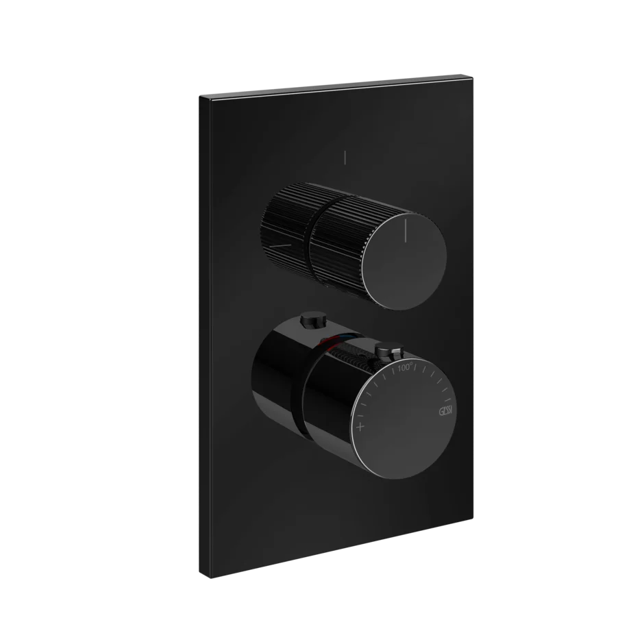 Gessi Inverso Rigato Thermostatic Mixer - 73535 Bathroom Accessories GESSI Black Metal PVD
