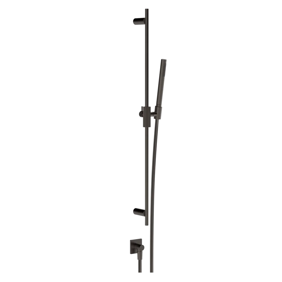 Gessi Inverso Rigato Sliding Rail with Water Outlet and Hand Shower - 73541 Bathroom Accessories GESSI Black Metal Br. PVD