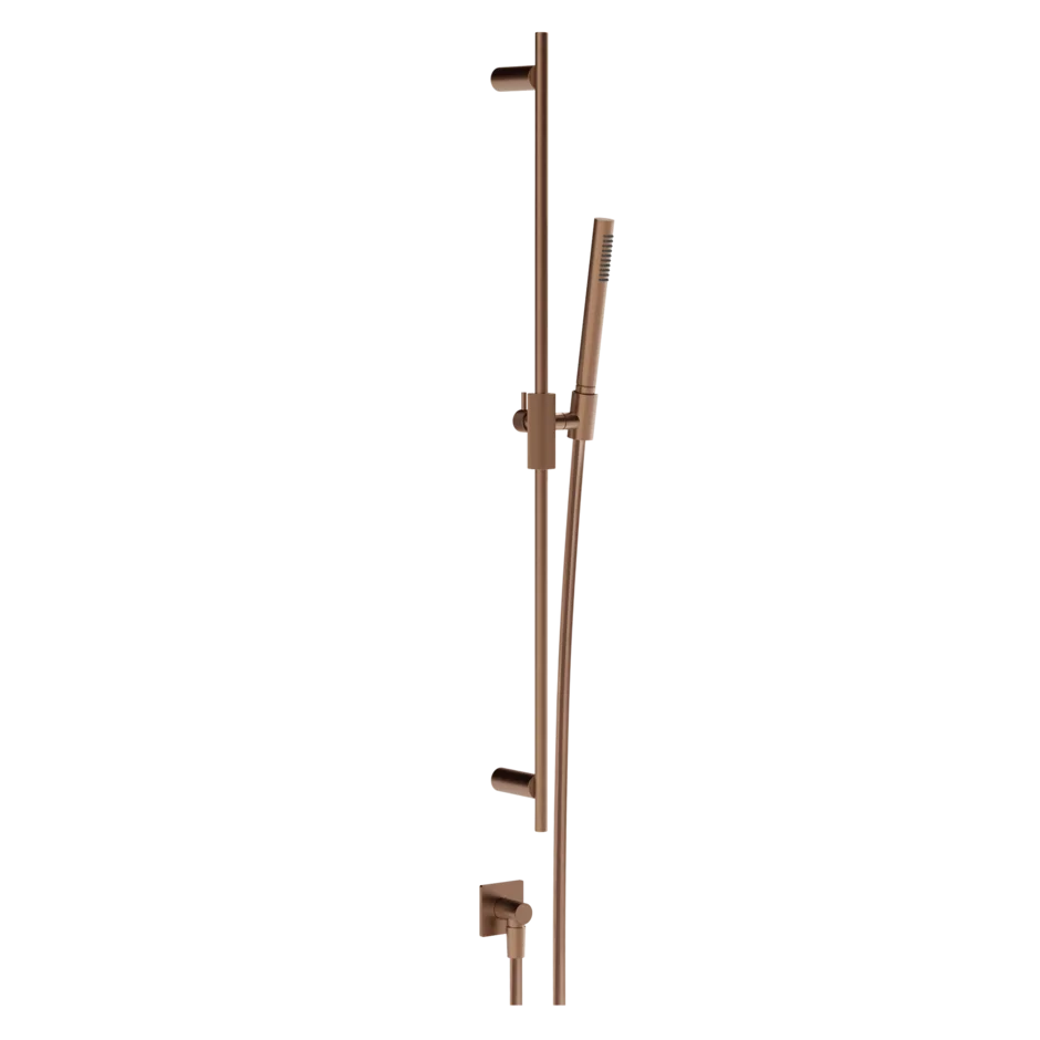 Gessi Inverso Rigato Sliding Rail with Water Outlet and Hand Shower - 73541 Bathroom Accessories GESSI Copper Brushed PVD