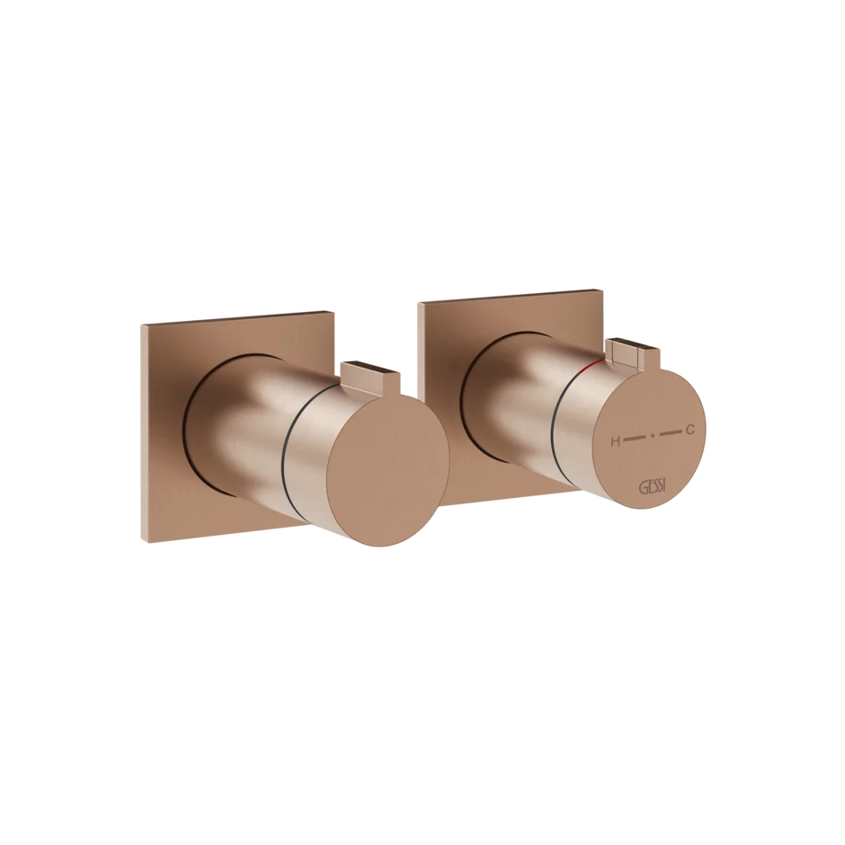 Gessi Inverso Rigato Thermostatic Shower Mixer - 73032 Bathroom Accessories GESSI Copper Brushed PVD