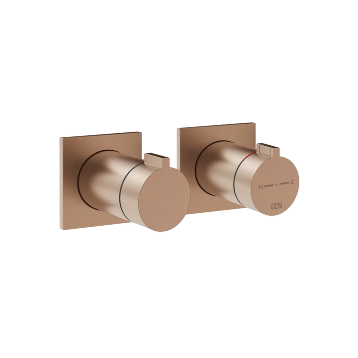 Gessi Inverso Rigato Thermostatic Shower Mixer - 73032 Bathroom Accessories GESSI Copper Brushed PVD