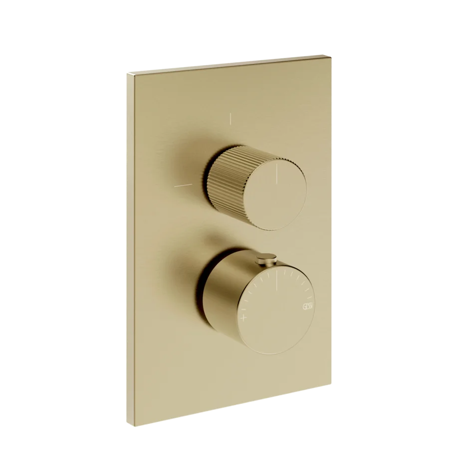 Gessi Inverso Rigato Thermostatic Mixer - 73537 Bathroom Accessories GESSI Brass Brushed PVD