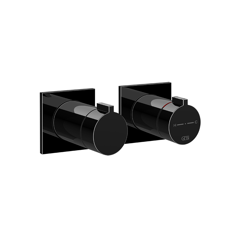 Gessi Inverso Rigato Thermostatic Shower Mixer - 73034 Bathroom Accessories GESSI Black Metal PVD